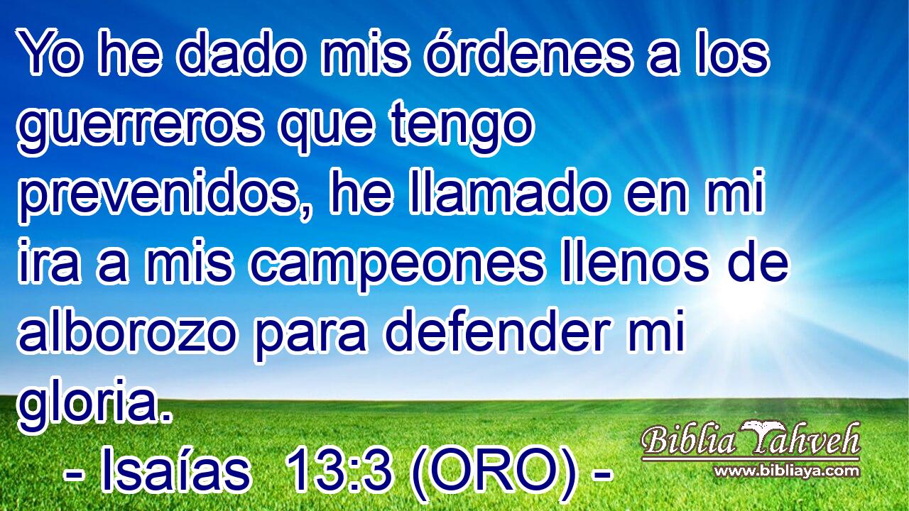  Yo he dado mis órdenes a los guerreros que tengo prevenidos, he llamado en mi ira a mis campeones llenos de alborozo para defender mi gloria. 