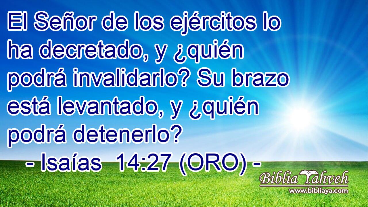  El Señor de los ejércitos lo ha decretado, y ¿quién podrá invalidarlo? Su brazo está levantado, y ¿quién podrá detenerlo? 