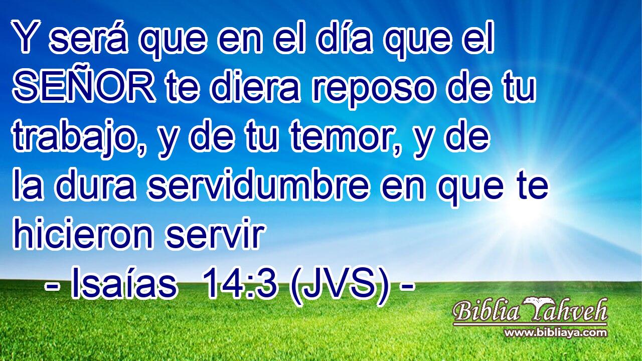 Y será que en el día que el SEÑOR te diera reposo de tu trabajo, y de tu temor, y de la dura servidumbre en que te hicieron servir