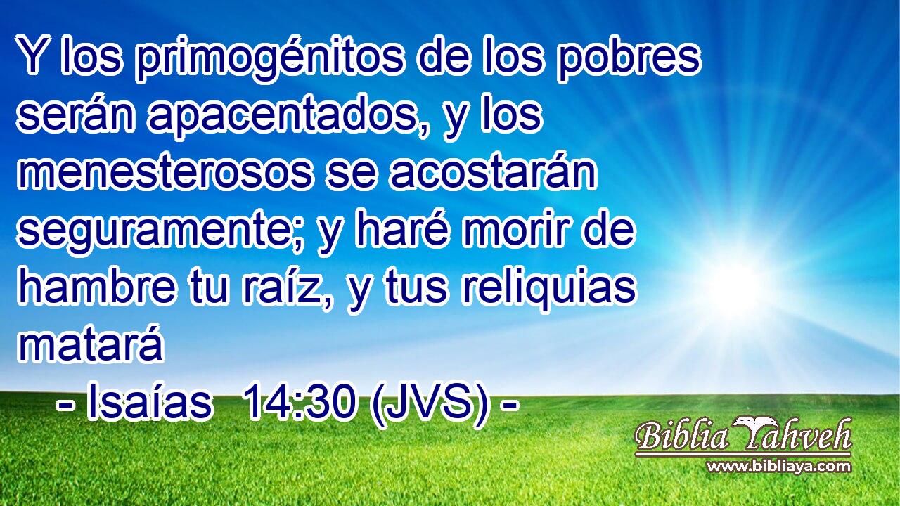 Y los primogénitos de los pobres serán apacentados, y los menesterosos se acostarán seguramente; y haré morir de hambre tu raíz, y tus reliquias matará