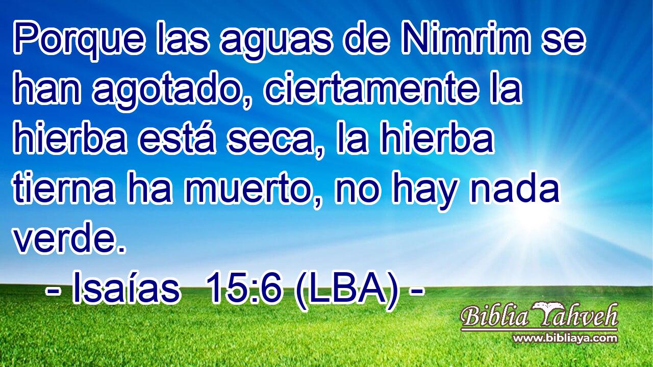 Porque las aguas de Nimrim se han agotado, ciertamente la hierba está seca, la hierba tierna ha muerto, no hay nada verde.
