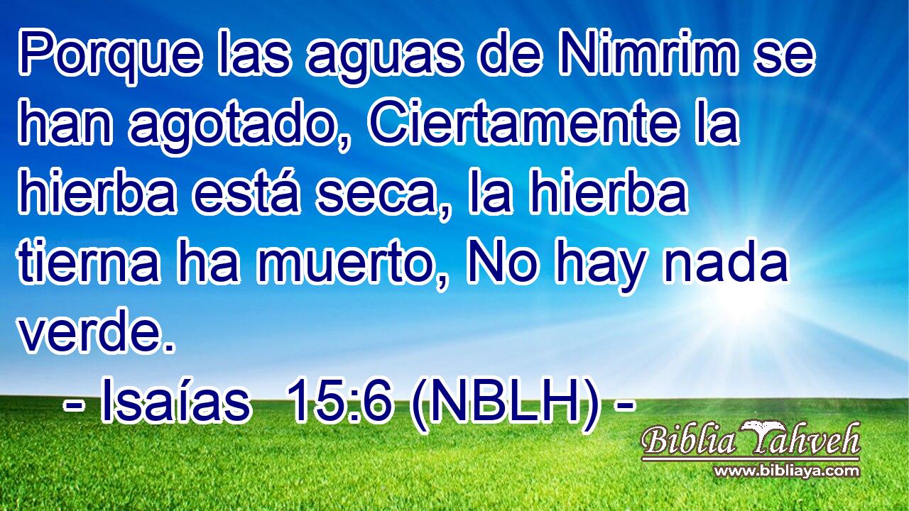  Porque las aguas de Nimrim se han agotado, Ciertamente la hierba está seca, la hierba tierna ha muerto, No hay nada verde. 