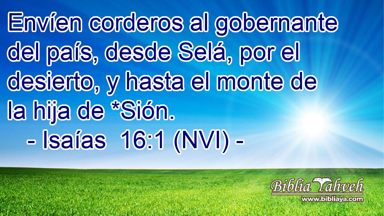  Envíen corderos al gobernante del país, desde Selá, por el desierto, y hasta el monte de la hija de *Sión. 