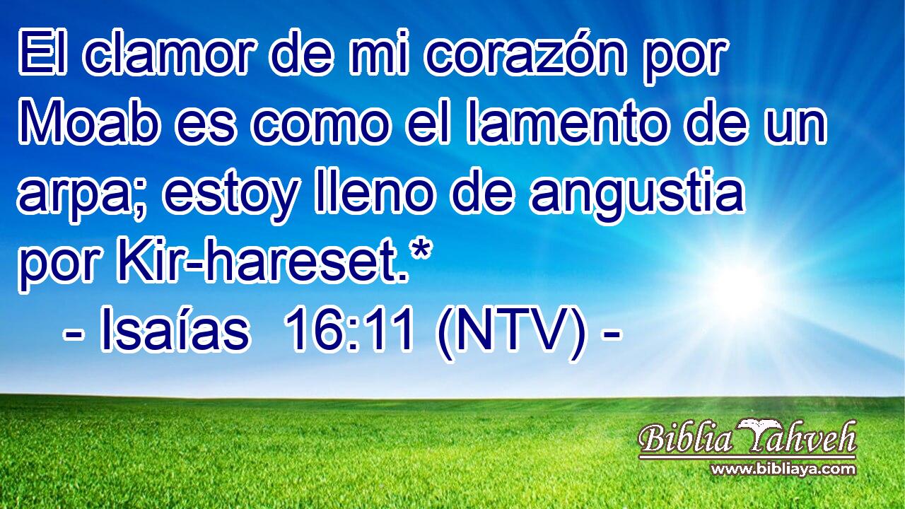 El clamor de mi corazón por Moab es como el lamento de un arpa; estoy lleno de angustia por Kir-hareset.*