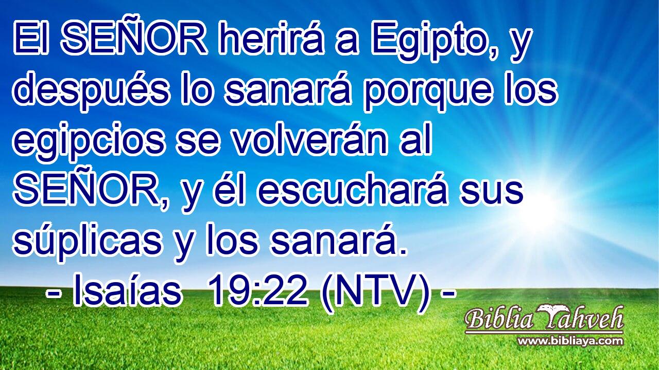 El SEÑOR herirá a Egipto, y después lo sanará porque los egipcios se volverán al SEÑOR, y él escuchará sus súplicas y los sanará.