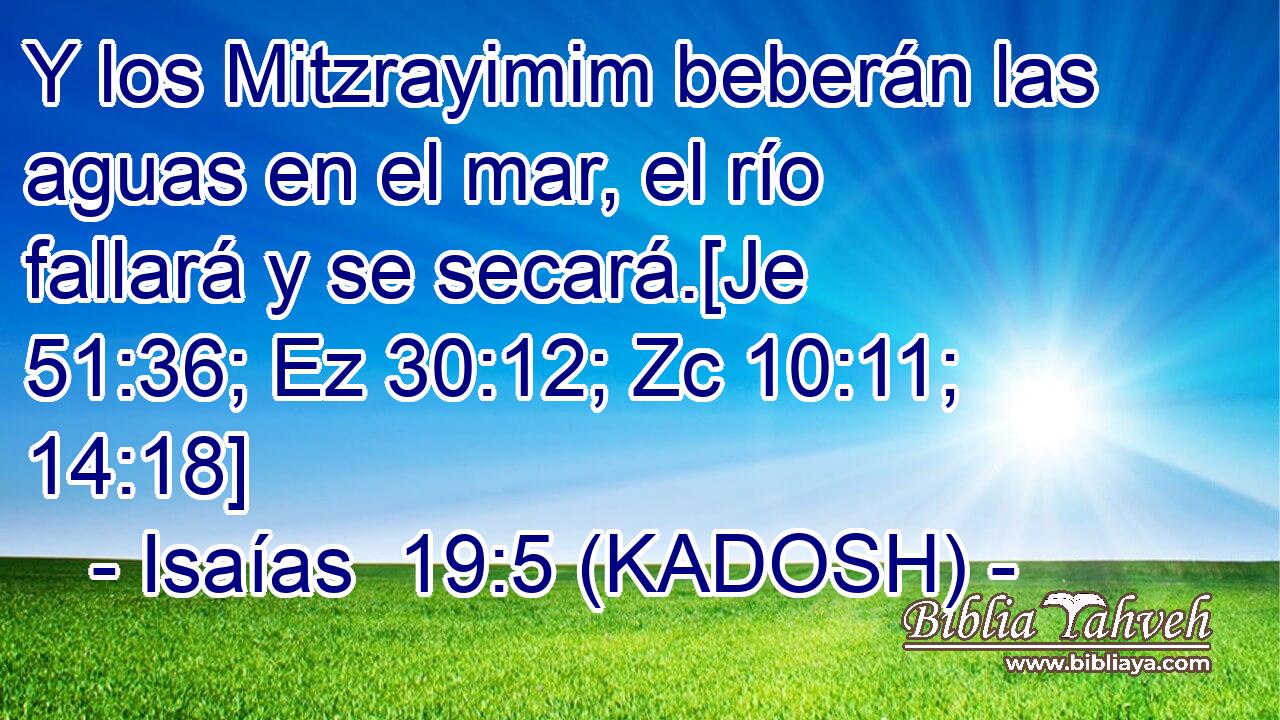  Y los Mitzrayimim beberán las aguas en el mar, el río fallará y se secará.[Je 51:36; Ez 30:12; Zc 10:11; 14:18] 