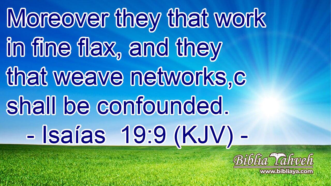 Moreover they that work in fine flax, and they that weave networks,c shall be confounded.