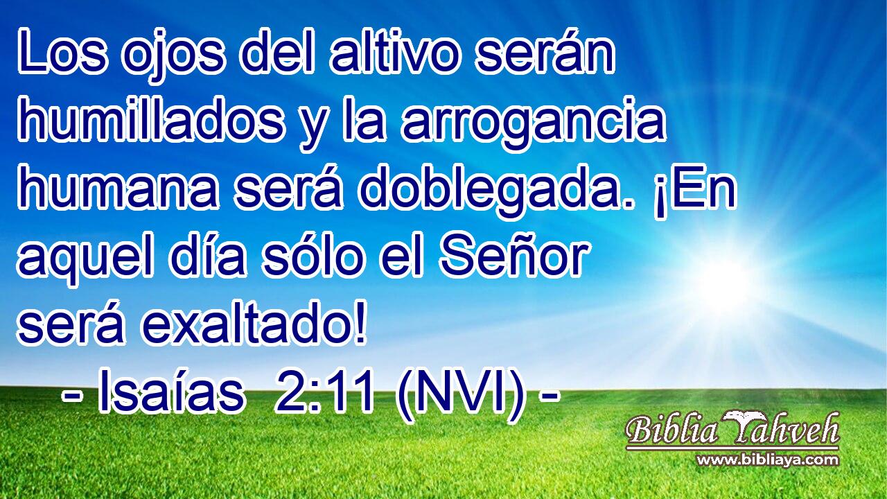  Los ojos del altivo serán humillados y la arrogancia humana será doblegada. ¡En aquel día sólo el Señor será exaltado! 