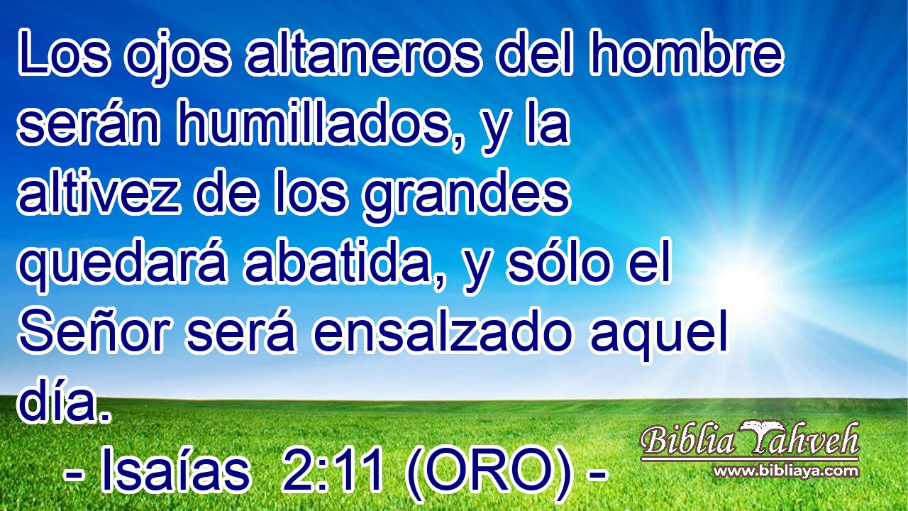  Los ojos altaneros del hombre serán humillados, y la altivez de los grandes quedará abatida, y sólo el Señor será ensalzado aquel día. 