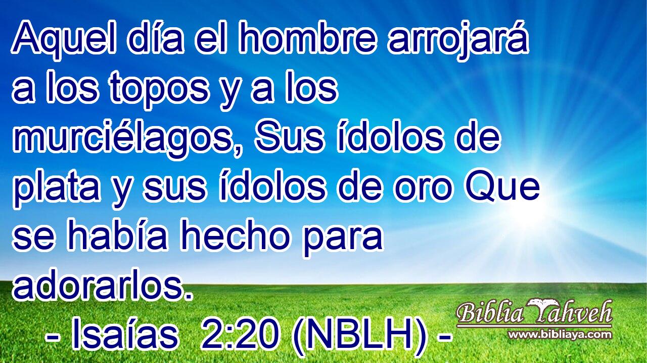  Aquel día el hombre arrojará a los topos y a los murciélagos, Sus ídolos de plata y sus ídolos de oro Que se había hecho para adorarlos. 