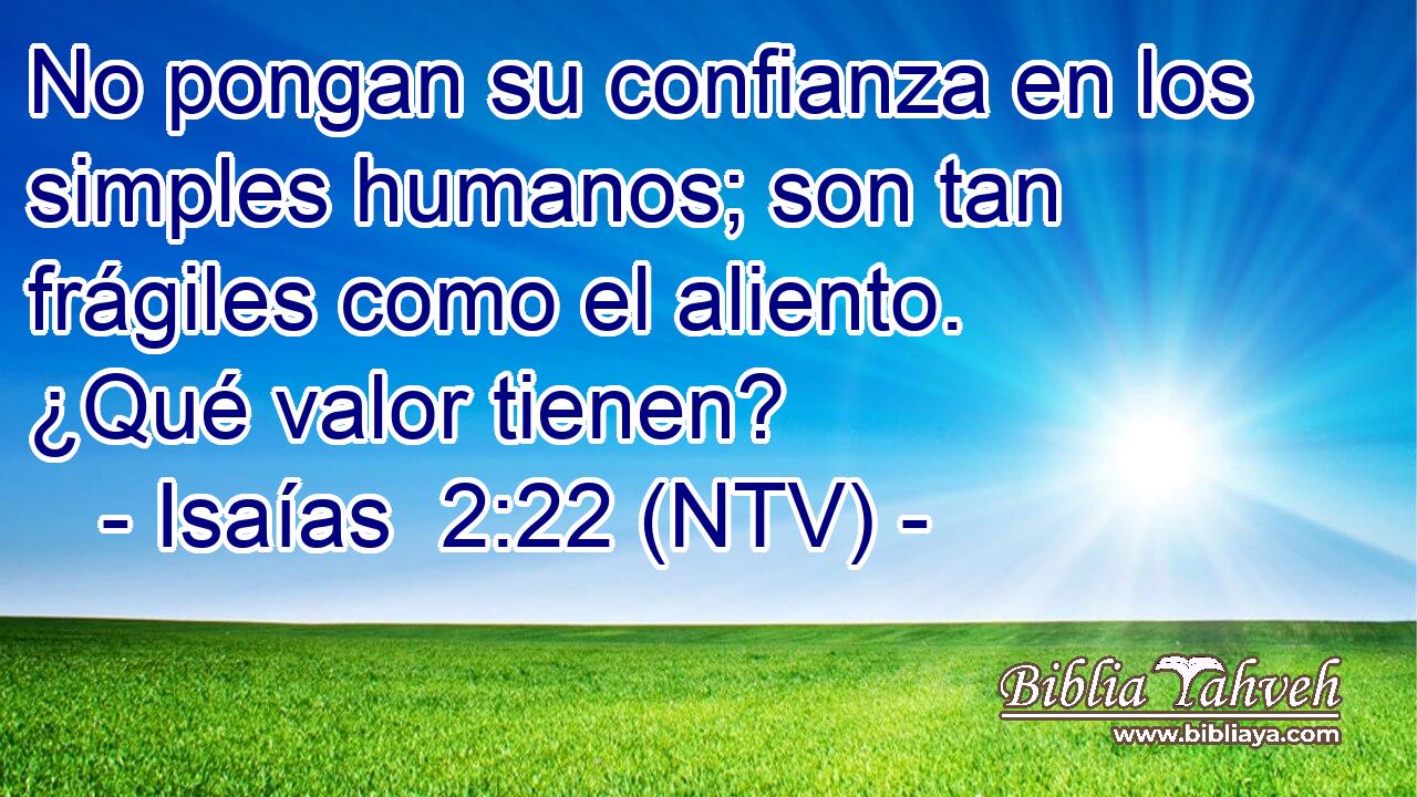 No pongan su confianza en los simples humanos; son tan frágiles como el aliento. ¿Qué valor tienen?