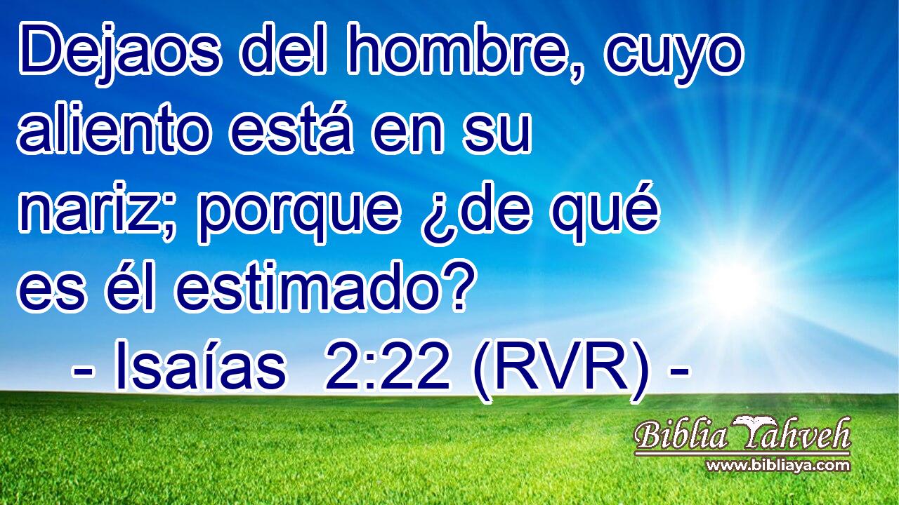 Dejaos del hombre, cuyo aliento está en su nariz; porque ¿de qué es él estimado?