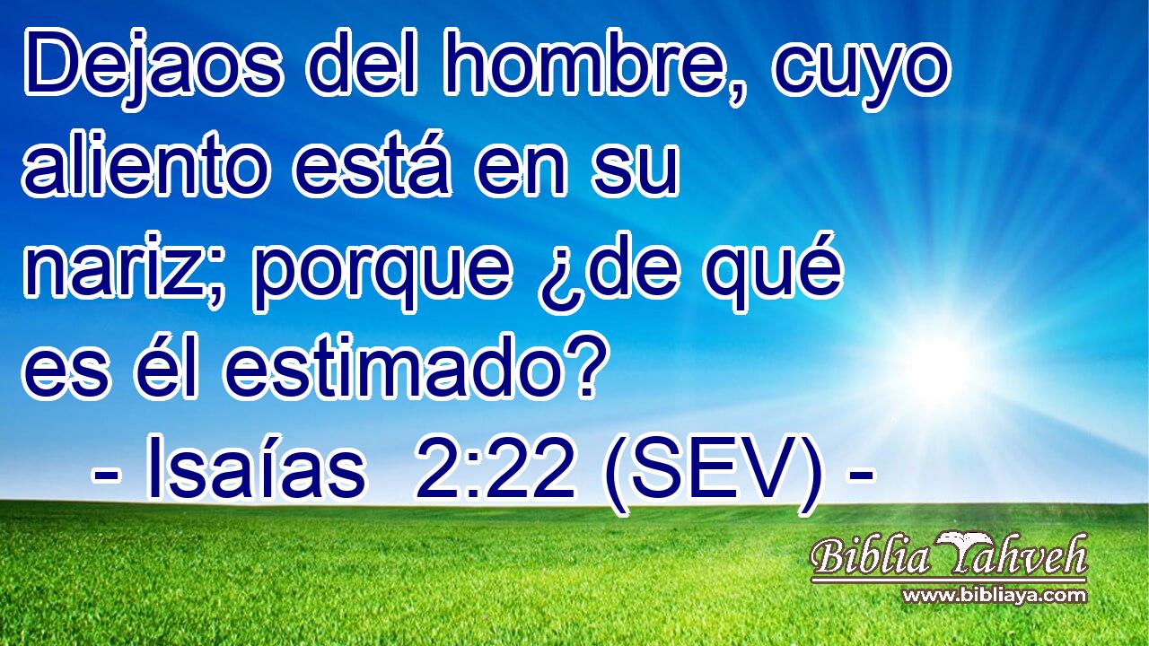 Dejaos del hombre, cuyo aliento está en su nariz; porque ¿de qué es él estimado?
