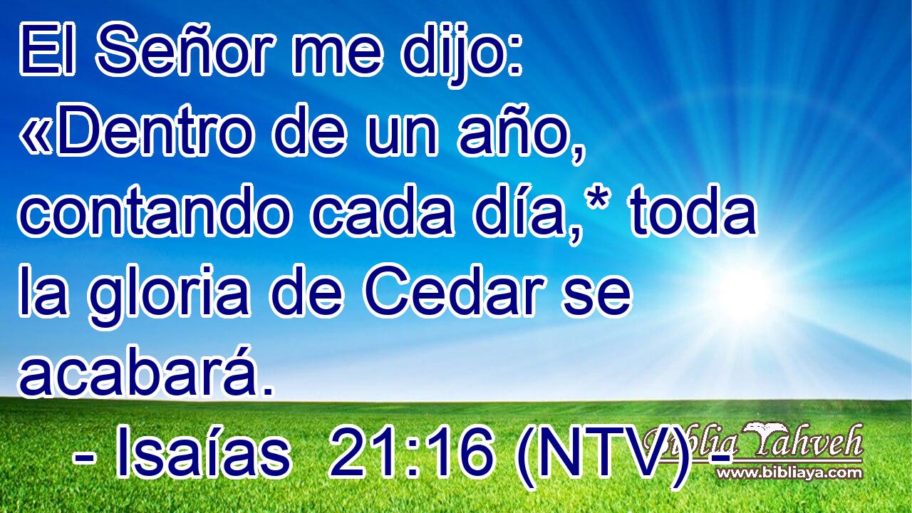 El Señor me dijo: «Dentro de un año, contando cada día,* toda la gloria de Cedar se acabará.