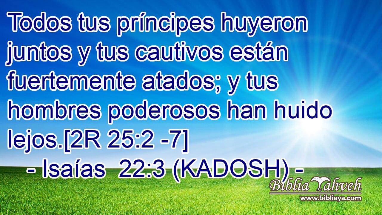  Todos tus príncipes huyeron juntos y tus cautivos están fuertemente atados; y tus hombres poderosos han huido lejos.[2R 25:2 -7] 