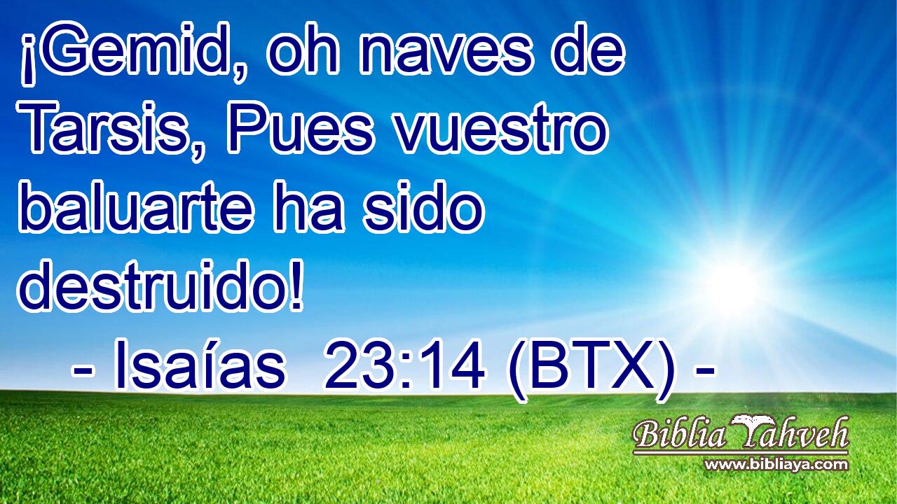 ¡Gemid, oh naves de Tarsis, Pues vuestro baluarte ha sido destruido!