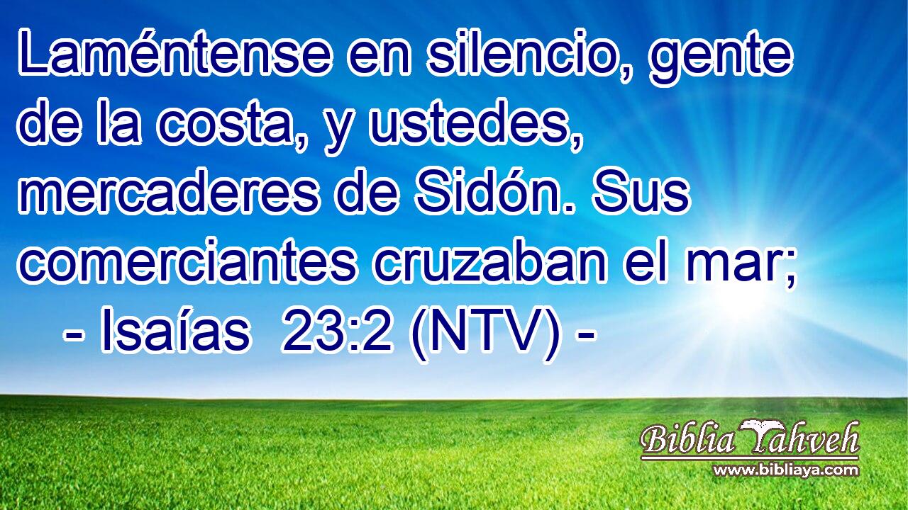 Laméntense en silencio, gente de la costa, y ustedes, mercaderes de Sidón. Sus comerciantes cruzaban el mar;