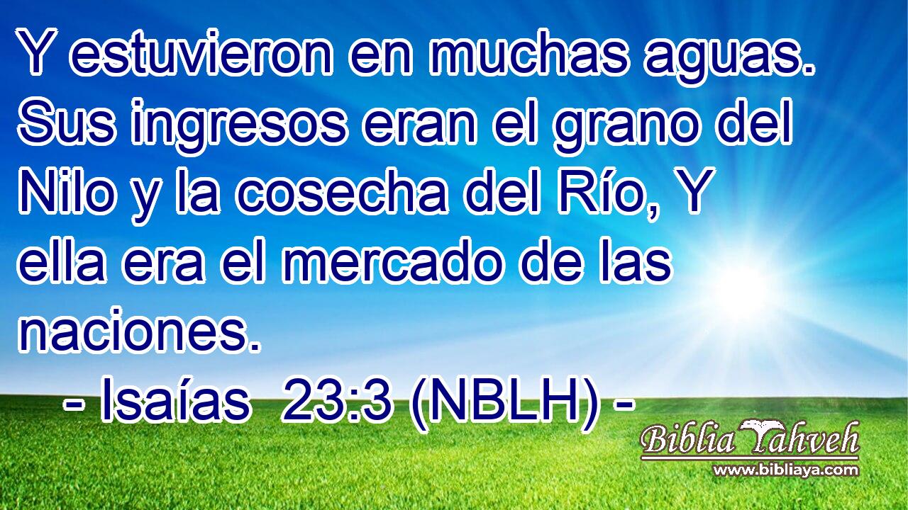  Y estuvieron en muchas aguas. Sus ingresos eran el grano del Nilo y la cosecha del Río, Y ella era el mercado de las naciones. 