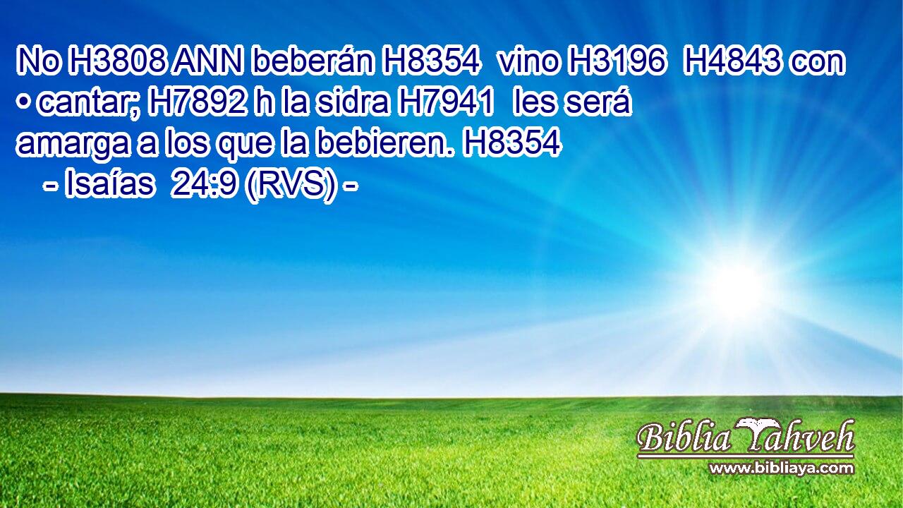 No H3808 ANN beberán H8354  vino H3196  H4843 con • cantar; H7892 h la sidra H7941  les será amarga a los que la bebieren. H8354  