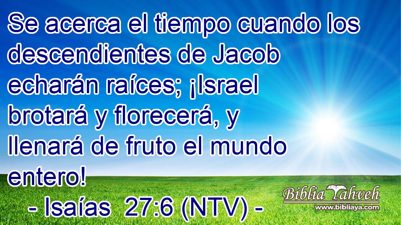 Se acerca el tiempo cuando los descendientes de Jacob echarán raíces; ¡Israel brotará y florecerá, y llenará de fruto el mundo entero!