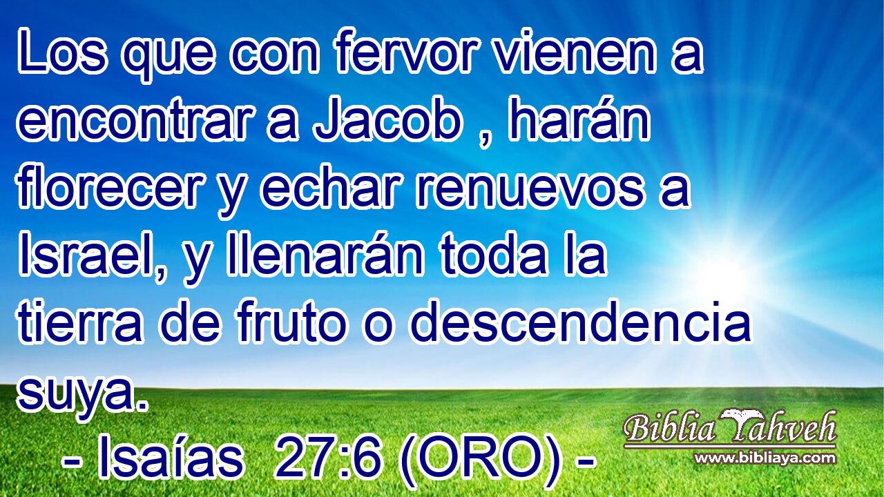  Los que con fervor vienen a encontrar a Jacob , harán florecer y echar renuevos a Israel, y llenarán toda la tierra de fruto o descendencia suya. 