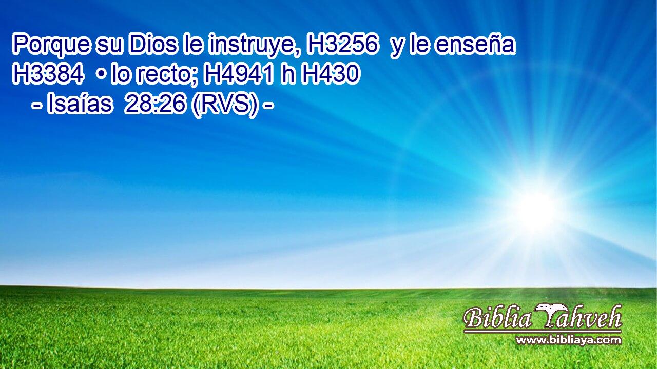 Porque su Dios le instruye, H3256  y le enseña H3384  • lo recto; H4941 h H430 