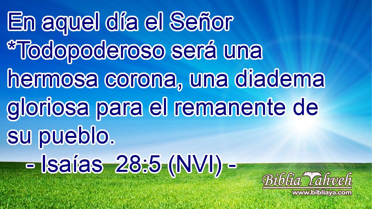  En aquel día el Señor *Todopoderoso será una hermosa corona, una diadema gloriosa para el remanente de su pueblo. 