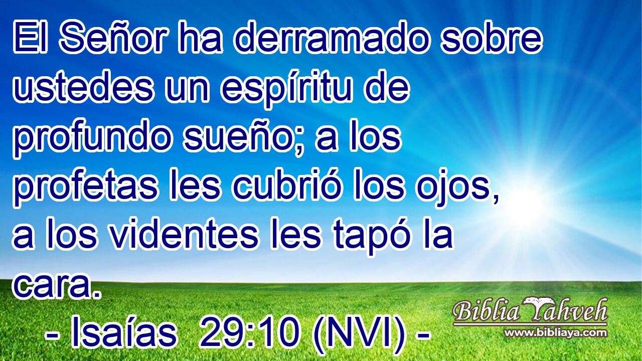  El Señor ha derramado sobre ustedes un espíritu de profundo sueño; a los profetas les cubrió los ojos, a los videntes les tapó la cara. 