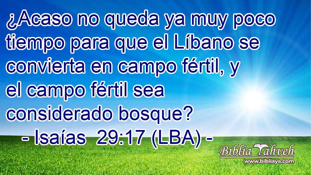 ¿Acaso no queda ya muy poco tiempo para que el Líbano se convierta en campo fértil, y el campo fértil sea considerado bosque?
