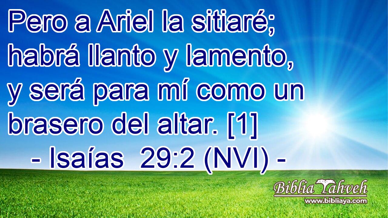  Pero a Ariel la sitiaré; habrá llanto y lamento, y será para mí como un brasero del altar. [1] 