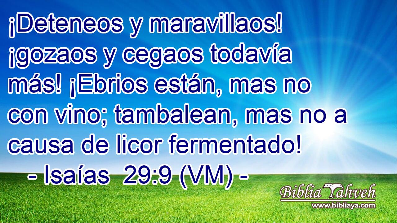  ¡Deteneos y maravillaos! ¡gozaos y cegaos todavía más! ¡Ebrios están, mas no con vino; tambalean, mas no a causa de licor fermentado! 