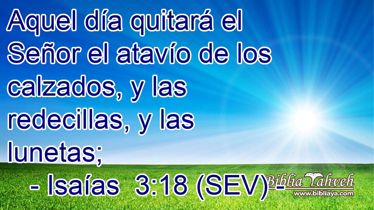 Aquel día quitará el Señor el atavío de los calzados, y las redecillas, y las lunetas;