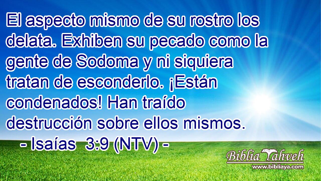 El aspecto mismo de su rostro los delata. Exhiben su pecado como la gente de Sodoma y ni siquiera tratan de esconderlo. ¡Están condenados! Han traído destrucción sobre ellos mismos.
