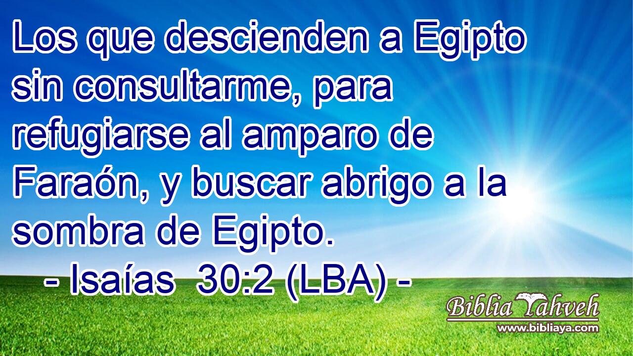 Los que descienden a Egipto sin consultarme, para refugiarse al amparo de Faraón, y buscar abrigo a la sombra de Egipto.