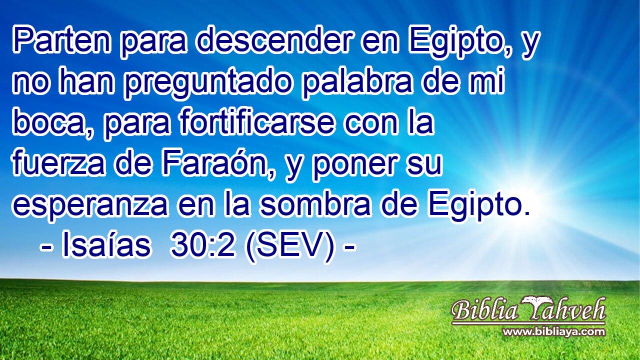 Parten para descender en Egipto, y no han preguntado palabra de mi boca, para fortificarse con la fuerza de Faraón, y poner su esperanza en la sombra de Egipto.
