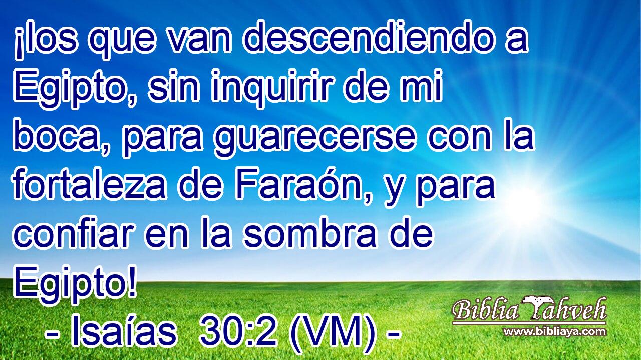  ¡los que van descendiendo a Egipto, sin inquirir de mi boca, para guarecerse con la fortaleza de Faraón, y para confiar en la sombra de Egipto! 