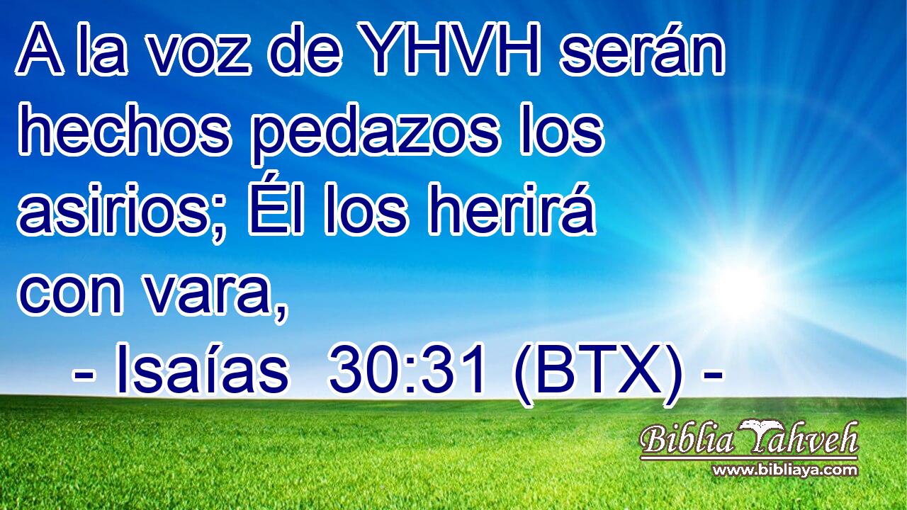 A la voz de YHVH serán hechos pedazos los asirios; Él los herirá con vara,