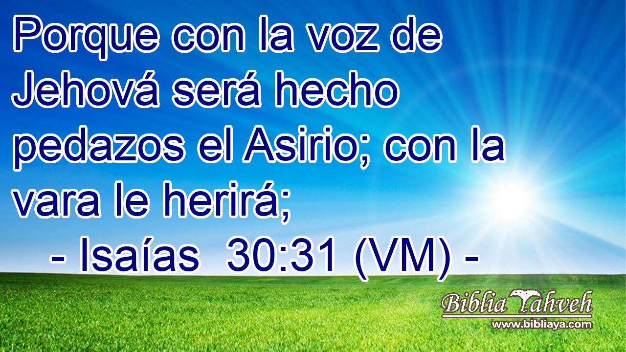  Porque con la voz de Jehová será hecho pedazos el Asirio; con la vara le herirá; 