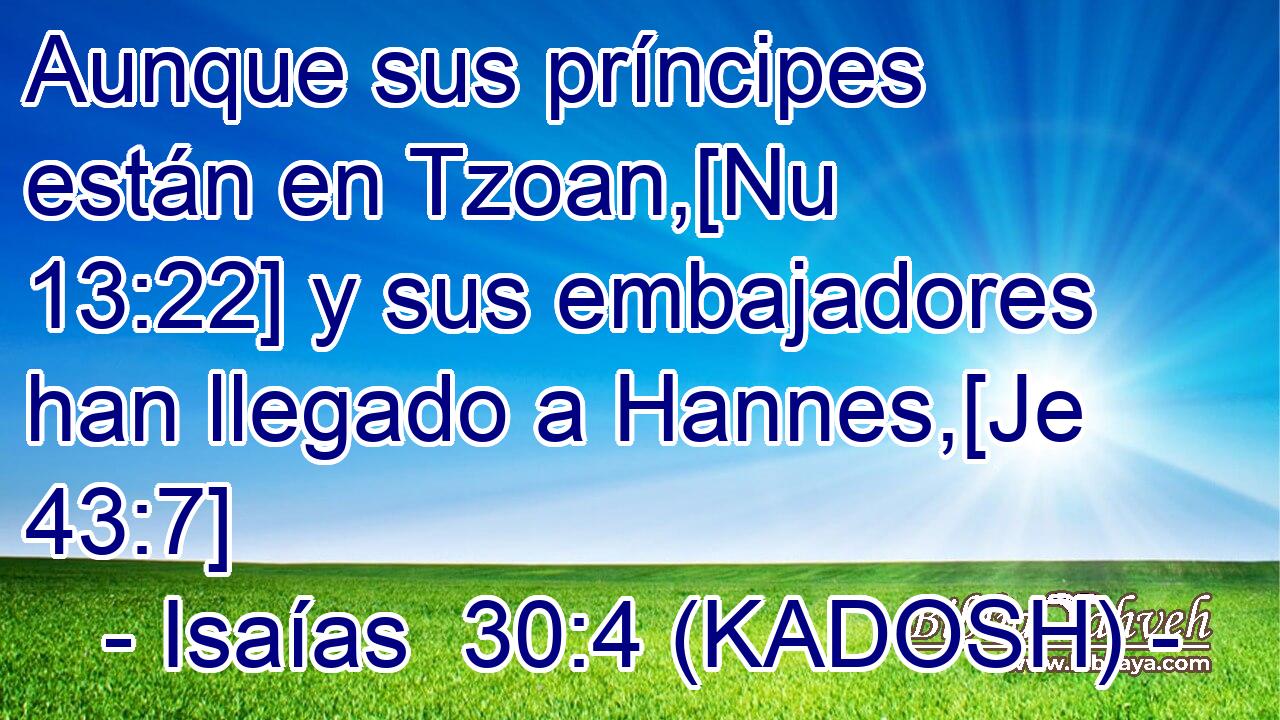  Aunque sus príncipes están en Tzoan,[Nu 13:22] y sus embajadores han llegado a Hannes,[Je 43:7] 