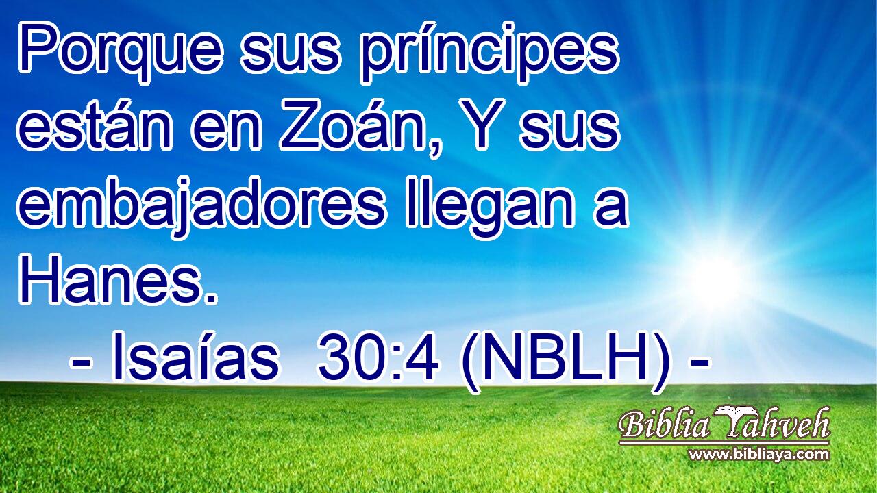  Porque sus príncipes están en Zoán, Y sus embajadores llegan a Hanes. 