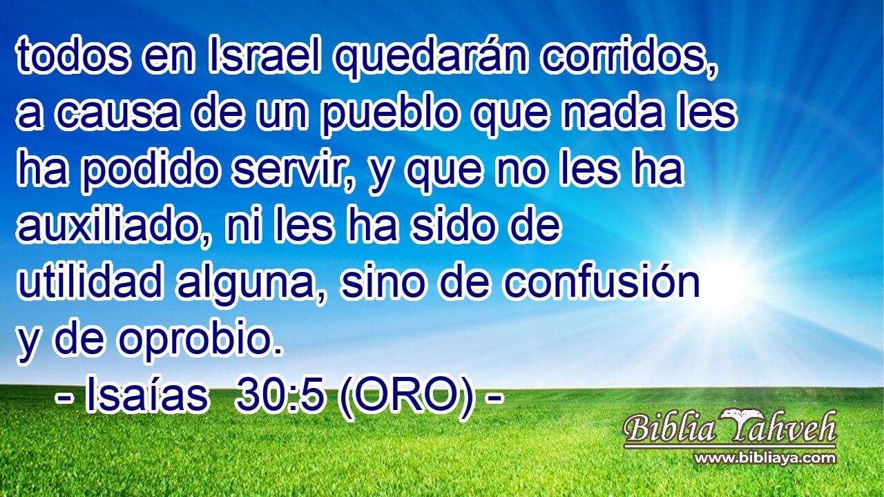  todos en Israel quedarán corridos, a causa de un pueblo que nada les ha podido servir, y que no les ha auxiliado, ni les ha sido de utilidad alguna, sino de confusión y de oprobio. 