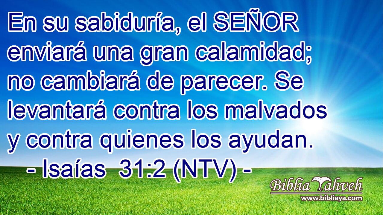 En su sabiduría, el SEÑOR enviará una gran calamidad; no cambiará de parecer. Se levantará contra los malvados y contra quienes los ayudan.