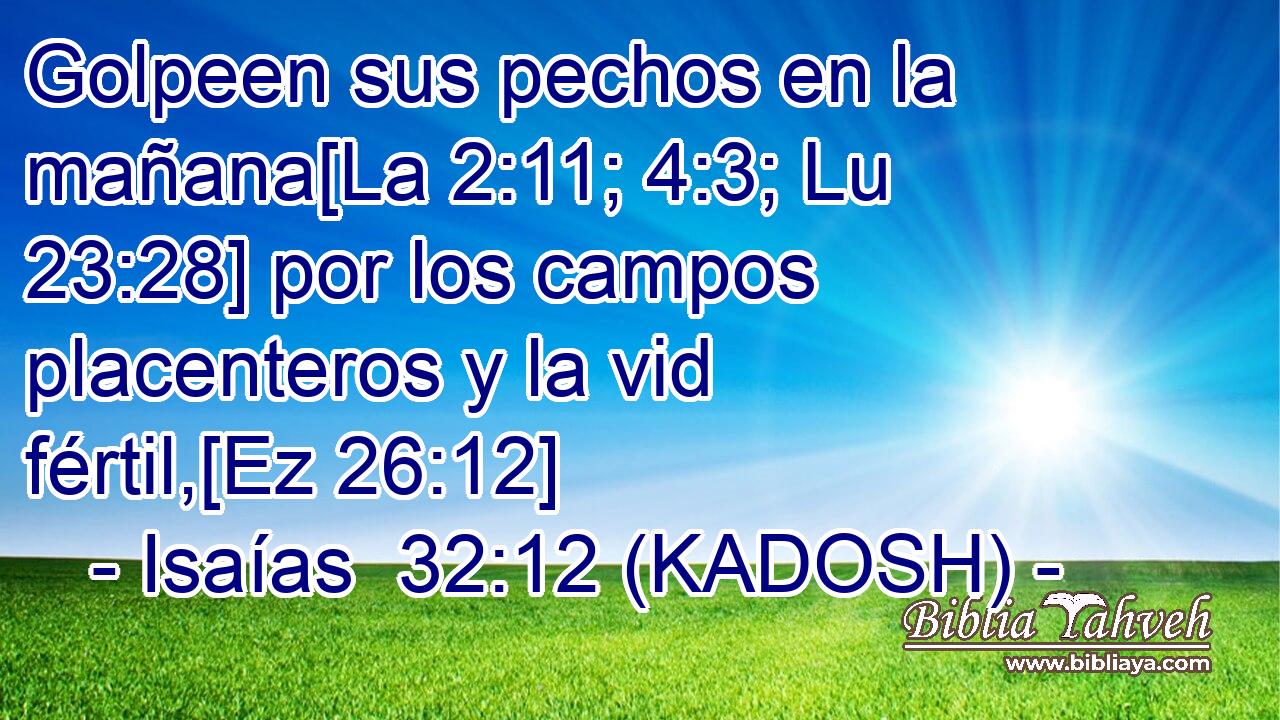  Golpeen sus pechos en la mañana[La 2:11; 4:3; Lu 23:28] por los campos placenteros y la vid fértil,[Ez 26:12] 
