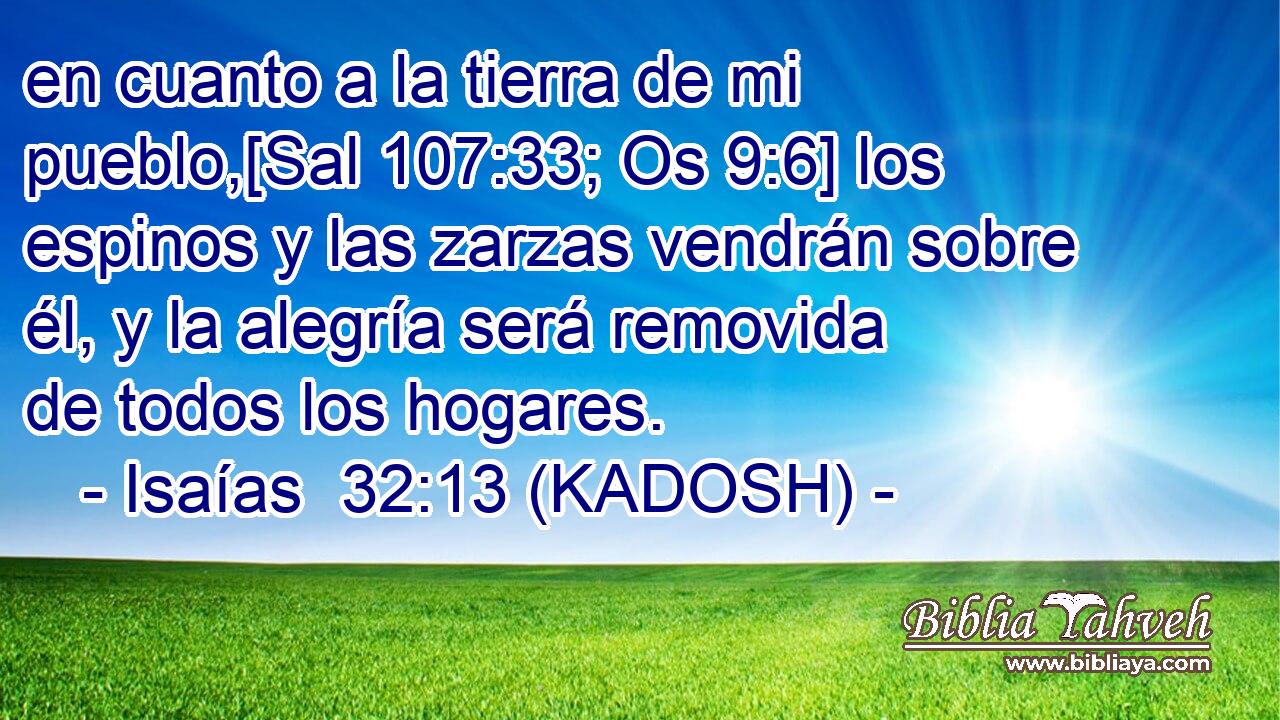  en cuanto a la tierra de mi pueblo,[Sal 107:33; Os 9:6] los espinos y las zarzas vendrán sobre él, y la alegría será removida de todos los hogares. 
