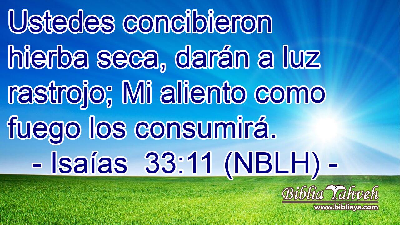  Ustedes concibieron hierba seca, darán a luz rastrojo; Mi aliento como fuego los consumirá. 