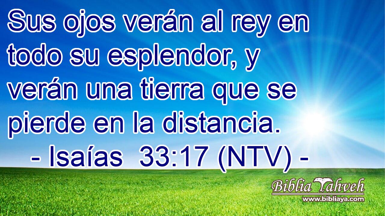 Sus ojos verán al rey en todo su esplendor, y verán una tierra que se pierde en la distancia.