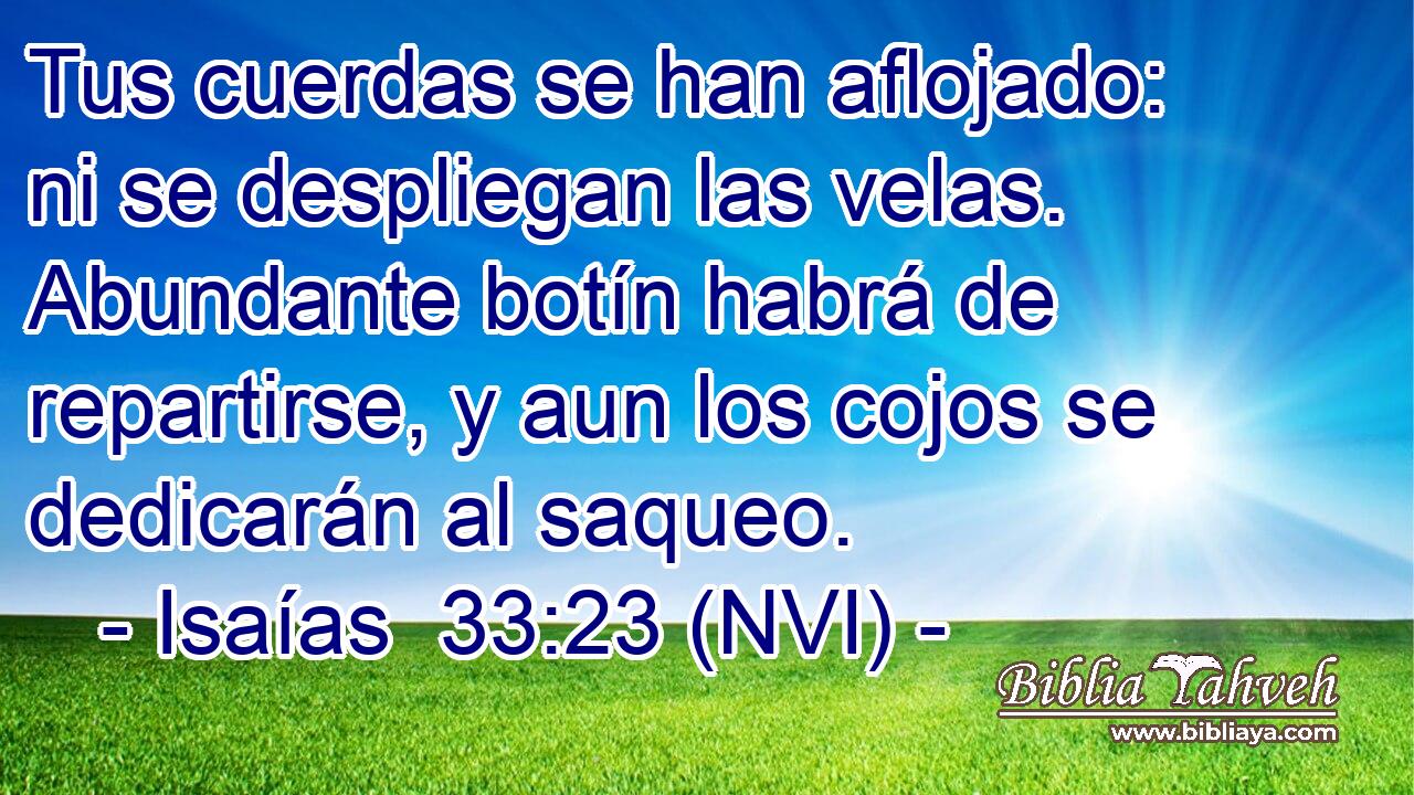  Tus cuerdas se han aflojado: ni se despliegan las velas. Abundante botín habrá de repartirse, y aun los cojos se dedicarán al saqueo. 