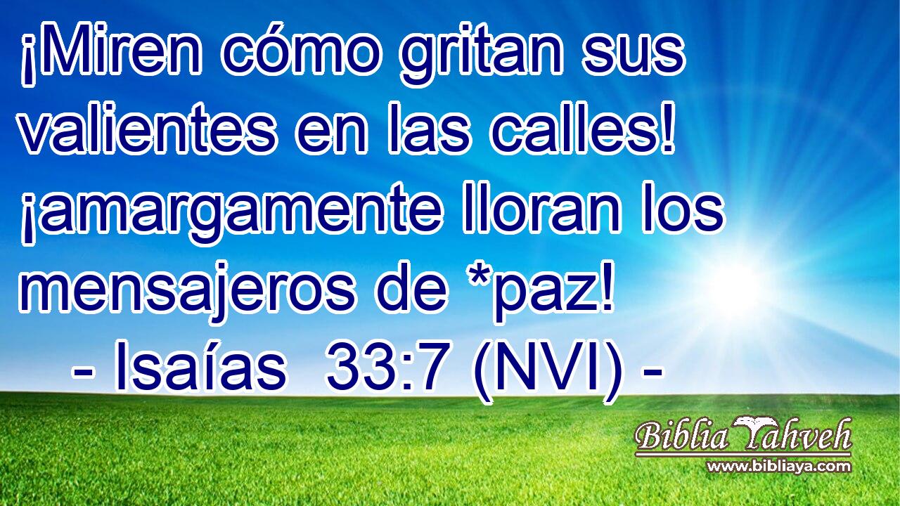  ¡Miren cómo gritan sus valientes en las calles! ¡amargamente lloran los mensajeros de *paz! 