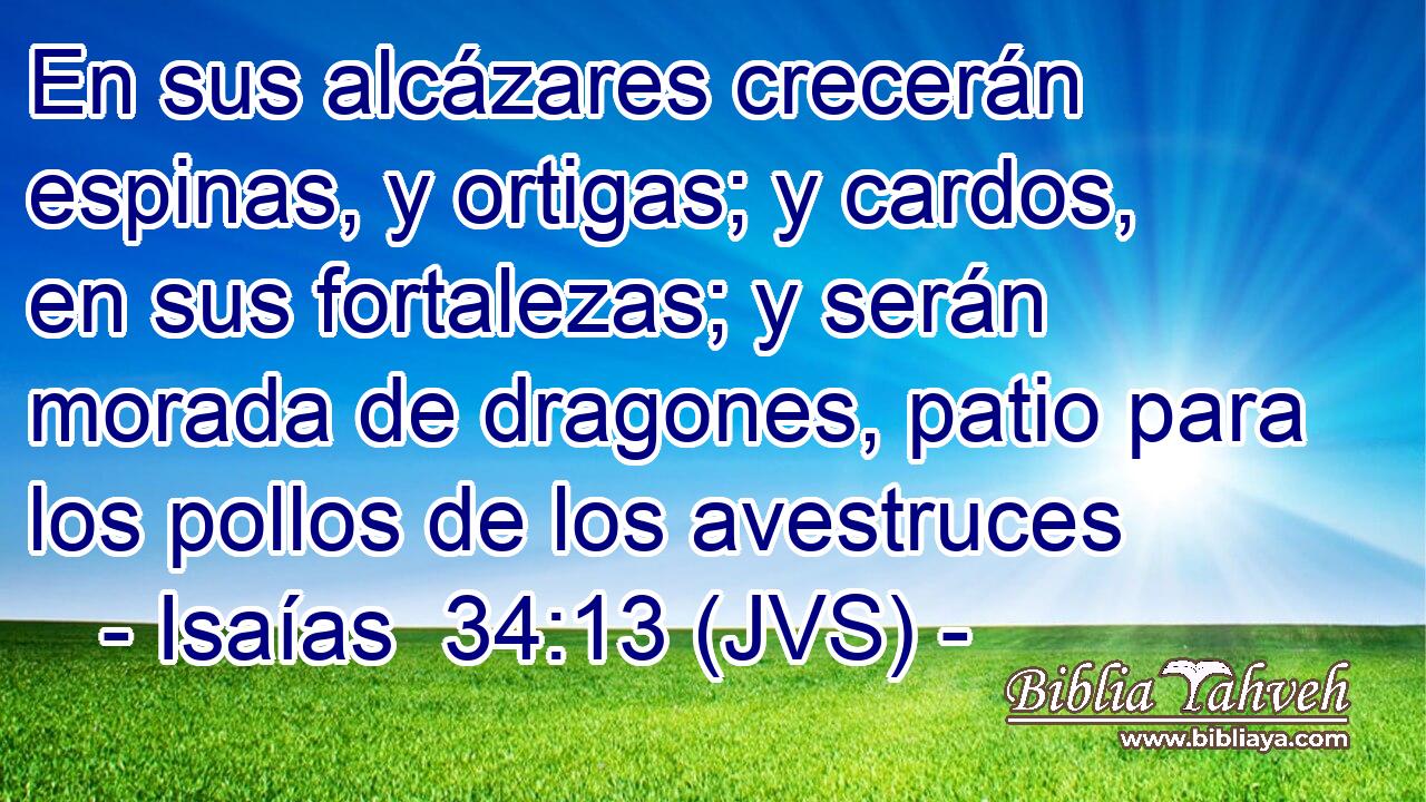 En sus alcázares crecerán espinas, y ortigas; y cardos, en sus fortalezas; y serán morada de dragones, patio para los pollos de los avestruces