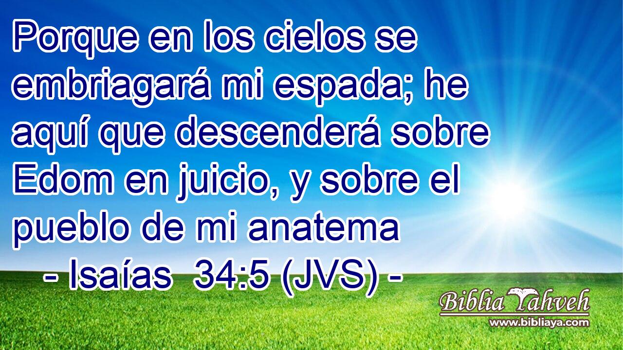 Porque en los cielos se embriagará mi espada; he aquí que descenderá sobre Edom en juicio, y sobre el pueblo de mi anatema